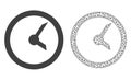 Vector Polygonal Mesh Clock and Flat Icon Royalty Free Stock Photo