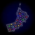 Vector Polygonal Mesh Map of Oman with Glowing Spots for New Year