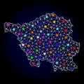 Vector Polygonal Mesh Map of Saarland State with Glowing Spots for New Year