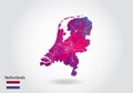 Vector polygonal Netherlands map. Low poly design. map made of triangles on white background. geometric rumpled triangular low