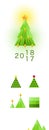 Vector Polygonal NewYearTree 2018 with garland and star
