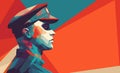 Vector polygonal portrait of a soldier. Soldier in the armed forces. The concept of courage and dedication to