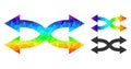 Vector Polygonal Shuffle Arrows Horizontal Icon with Spectrum Gradient