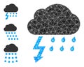 Vector Polygonal Thunderstorm Icon and Other Icons Royalty Free Stock Photo