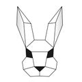 Vector polygonal triangular illustration of animal head. Origami style outline geometric rabbit