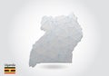 Vector polygonal Uganda map. Low poly design. map made of triangles on white background. geometric rumpled triangular low poly
