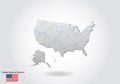 Vector polygonal United States map. Low poly design. map made of triangles on white background. geometric rumpled triangular low