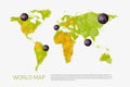 Vector polygonal world map. - Vector Royalty Free Stock Photo