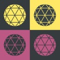 Vector Polyhedron Flat Design Retro Colour Set Illustration