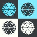 Vector Polyhedron Flat Design Retro Colour Set Illustration