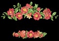 Vector pomegranate headline border with blooming flowers and fruits