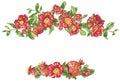 Vector pomegranate headline border with blooming flowers and fruits Royalty Free Stock Photo