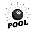 Vector pool billiard snooker sport ball logo icon sun burtst print hand drawn vintage line art Royalty Free Stock Photo