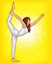 Vector pop art girl does gymnastics, yoga Royalty Free Stock Photo