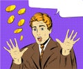 Vector pop art illustration of amazed and surprised businessman