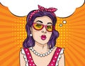 Vector pop art illustration of beautiful woman thinking about something. Royalty Free Stock Photo