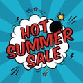 Vector pop art illustration with Hot Summer Sale discount