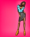 Vector pop art leggy mulatto girl model