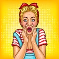 Vector pop art pin up girl shocked, surprised