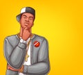 Vector pop art rap, hip-hop male character