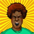 Vector pop art screaming aggressive african american woman