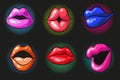 Vector pop art color female lips