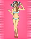 Vector pop art girl in a bathing suit Royalty Free Stock Photo