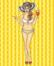 Vector pop art girl in a bathing suit Royalty Free Stock Photo