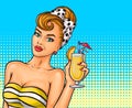 Vector pop art girl Royalty Free Stock Photo