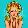 Vector pop art surprised girl