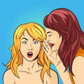 Vector pop art surprised woman face with open mouth Royalty Free Stock Photo