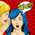 Vector pop art surprised woman face with open mouth Royalty Free Stock Photo
