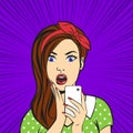 Vector pop art surprised woman face Royalty Free Stock Photo