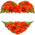 Vector poppy frame in the shape of heart