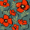 Vector poppy seamless pattern