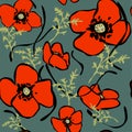 Vector poppy seamless pattern Royalty Free Stock Photo