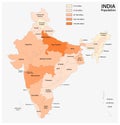 Vector population map of the republic of india