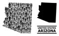 Vector Population Mosaic Map of Arizona State and Solid Map