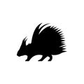 Vector porcupine silhouette view side for retro logos, emblems, badges, labels template vintage design element. Isolated on white