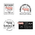 Vector Pork Logos, badges, labels, signs, emblems. Vintage style of badges. Retro simple style butchery emblems. Royalty Free Stock Photo