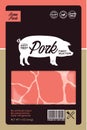 Vector pork packaging with pig silhouette