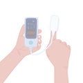 Portable pulse oximeter apply on the finger with digital display oxygen saturation and pulse rate