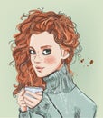 Portrait of beaitiful young woman with coffee cup Royalty Free Stock Photo