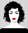 Vector portrait of beautiful woman with messy black hair