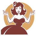 Vector Portrait Of Beauty And Surprised Pin Up Lady