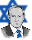 04. 01. 2018. Vector Portrait of Benjamin Netanyahu Prime Minister Israel. Editorial use only