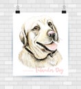 Vector portrait of hand drawn dog breed Labrador Retriever. Animal illustration.