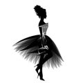 Vector portrait of haute couture fashion model wearing tulle tutu dress Royalty Free Stock Photo