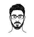 Vector portrait Hipster Image of bearded man for barbershop