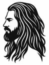 Vector portrait illustration of a long-haired bearded man Royalty Free Stock Photo